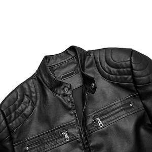 Venta al por mayor de alta calidad de PU Casual Hombres Vintage Chaquetas de cuero OEM de moda de invierno cortavientos Chaquetas de moto de cuero en blanco - Product Image 4