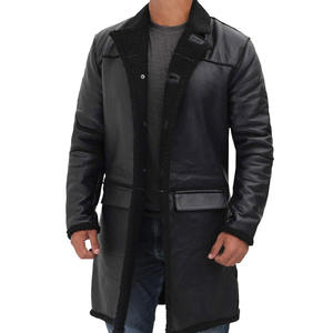 Abrigo de cuero inteligente para hombre, diseño largo y sencillo, perfecto para la oficina en invierno y la moda urbana. - Product Image 1