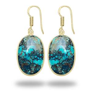 Venta al por mayor de aretes colgantes de azurita chapados en oro, joyería clásica para el cuerpo, estilo boda, idea de regalo moderna para mujer - Product Image 6