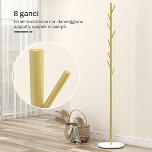 HOMCOM Perchero Independiente con 8 Ganchos Base de Mármol y Acero Modelo 837-507V00GD 32cm X 32cm X 164cm - Product Image 4