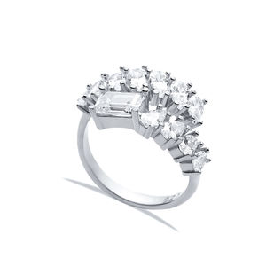 Baguette Zircon Stone Cluster Ring Venta al por mayor Turco 925 Sterling Silver Joyería fina hecha a mano - Product Image 5