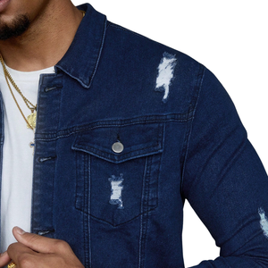 Mens Autumn Washed Distressed Denim <b>Jacket</b> 100% Cotton Button Front Long Sleeve Casual <b>Trucker</b> Breathable Windproof Quick Dry - Product Image 3