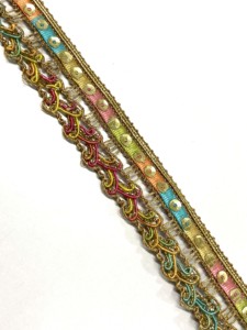 Wholesale High Quality Colors African Lace <b>Trim</b> <b>With</b> Rhinestone Metallic Embroidered Motif Lace Nigeria Venice <b>Trim</b> Wide 2.5" - Product Image 3