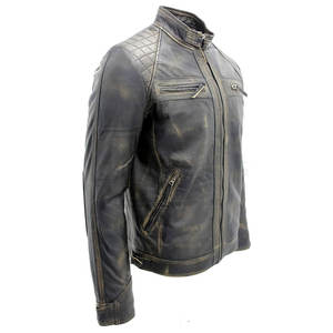Men's Genuine Sheepskin Leather Jacket <b>Vintage</b> Biker Style Outerwear OEM Custom Design High Quality Men's Jackets - Product Image 3