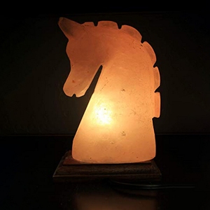 Lampada di Sale Rosa dell'Himalaya con Intaglio a Cavallo 3-4 kg con Luce Calda Base in Legno Decorazione Casa 15W Protezione IP20 - Product Image 1