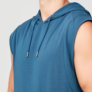 Sweat à capuche d'été en coton spandex personnalisé sweats à capuche sans manches fitness entraînement personnalisés - Product Image 3