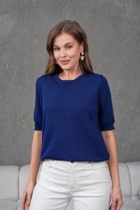 Camiseta de blusa de punto de manga corta con cuello redondo para mujer, cómoda y elegante, transpirable, detalle de botones, servicio OEM de alta calidad - Product Image 4