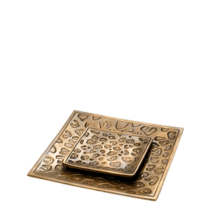 Juego de 2 bandejas de estilo vintage de alta calidad Solución de servicio de vidrio y acero personalizable para eventos domésticos o de catering - Product Image 1