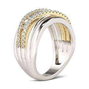 Anillo de boda cristiano Jeulia - Plata de ley entrelazada de dos tonos con circonita chapada en oro rosa - Product Image 3