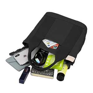 Bolsa de Lona Negra Personalizable, Resistente al Agua, con Asa Suave y Correa para el Hombro, Unisex - Product Image 2