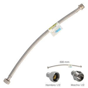 Tubo Flessibile in Acciaio Inox Maschio 1/2 - Femmina 1/2 - 500mm - Product Image 1