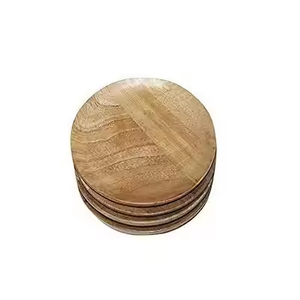 Plato redondo de madera maciza Natural para tarta, redondo de madera personalizado, chapado en madera por artesanía de media luna - Product Image 5