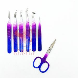 Juego de pinzas para pestañas sólidas multicolor con logotipo personalizado, punta de volumen de Etiqueta Privada, Material de acero inoxidable sostenible - Product Image 4