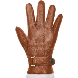 Gants de conduite classiques pour hommes en cuir, à doigts entiers, antidérapants, avec sangle de poignet réglable, toutes saisons, en stock - Product Image 2