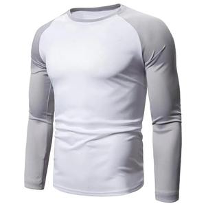 T-shirt décontracté à manches longues coupe ajustée pour homme Automne Printemps Sports 100% Coton Couleur assortie Patchwork Design Manches longues - Product Image 3