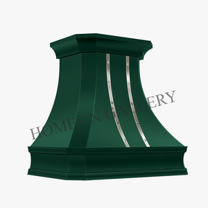 Hotte de cuisine murale en acier inoxydable, style antique et moderne, faite à la main et personnalisée, avec rivets à sangle, pour îlot de cuisine - Product Image 6