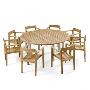 Dining Set Outdoor Furniture Solid Teak Wooden Table and Chairs for Hotel Furniture and Outdoor Garden Furniture - Product Image 1