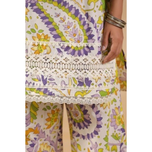 Ensemble Kurta Palazzo Dupatta pour femme Rooh Bahisht Lavender Garden - Product Image 3