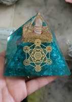 Pyramide d'énergie Orgone en cristal bleu, bobine de cuivre, Metatron, guérison Reiki, amour, écologique, fait main, Feng Shui - Vente chaude