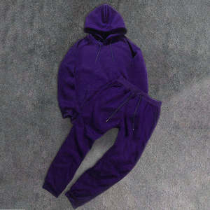 Conjunto Deportivo Casual de Invierno para Hombre, Tallas Grandes, Color Sólido, Personalizable, 100% Poliéster Ecológico, Felpa Elástica en Cuatro Direcciones - Product Image 1