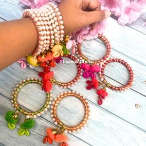 Artificial Attractive Gota Flower Silk Thread Bangle for Women Gorgeous Mehndi <b>Favour</b> Wedding Return Gift Bangles - Product Image 2