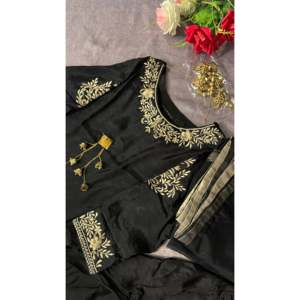 Elegante Shalwar Kameez de Chifón Negro para Mujer, Ropa Formal, Compra en Línea - Product Image 2