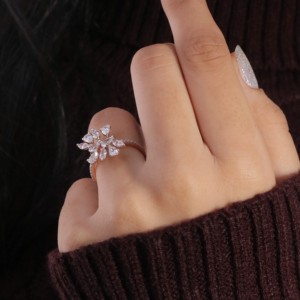 Joyería fina personalizada anillo de circón mujeres 14K chapado en oro blanco amarillo oro rosa boda compromiso fiesta anillos PT950 Material - Product Image 2