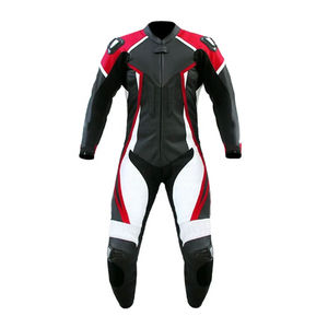 Traje de Motociclismo de Cuero Auténtico de Dos Piezas para Hombre, con Protección de Armadura, Negro y Rojo, Tallas XS-5XL - Product Image 3