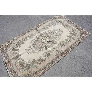 Tapis en Laine Vintage Beige Marron Fait Main Patchwork Design Rectangle Couloir pour Salon Taille 3.9X6.7 Latex Bambou Soie Polyester - Product Image 2