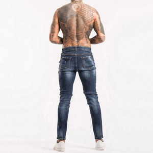 Pantalones vaqueros rectos de estilo callejero regular para hombre a la moda, venta al por mayor, Vaqueros elásticos de lavado de colores - Product Image 2