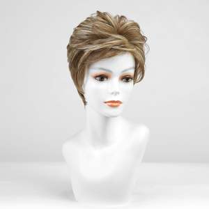 วิกผมสังเคราะห์ Anna-DWY สีน้ำตาลบลอนด์แบบ Pixie  พร้อมด้วยลูกไม้โปร่งแสงด้านหน้า วิกผมสังเคราะห์สีเดียว - Product Image 2