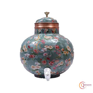 Dispensador de agua con estampado floral Diseñador Forma redonda Color personalizado Independiente en soporte de hierro con gafas - Product Image 1