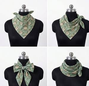 Pañuelo Cuadrado Indio con Estampado Floral, Hecho a Mano con Técnica de Bloques, 21x21 Pulgadas, 100% Algodón, Duradero y Transpirable, para Mujer - Product Image 4