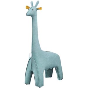 Giraffe-Shaped <b>Animal</b> <b>Stool</b> with Wooden Frame & Tech Leather Upholstery, 5 Colors Optional (Orange/Yellow/Blue/Pink/Green) - Product Image 1