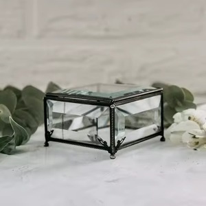 Mini Caja de Anillos de Vidrio con Diseño Geométrico para Anillos de Boda, Collares/Aretes, Último Estilo - Product Image 2