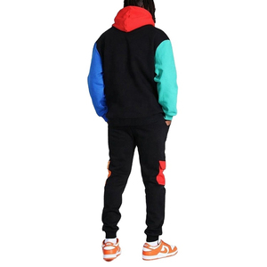 2025 hiver décontracté personnalisé couleur bloc survêtement deux pièces ensemble hommes à capuche pantalons de survêtement Cargo polaire 100% Polyester - Product Image 2