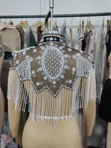 Handmade Vintage Flapper Party <b>Shawl</b> Wraps with Sequin Beaded Bolero Embroidery Cape for Evening Bridal Cover Ups <b>Fur</b> <b>Shawls</b> - Product Image 4