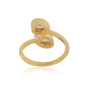 14K Solid Gold 1.06 Carat Lab Grown Diamond Pear Open Bypass <b>Ring</b> <b>Adjustable</b> Luxury Trendy Wedding Engagement Jewelry for - Product Image 3
