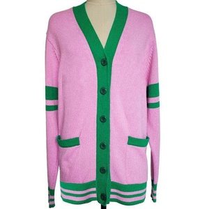 Cárdigan de Punto Acrílico Transpirable de Estilo Universitario Vintage para Mujer, Cuello en V, Manga Larga, Color Sólido, Bordado, Suéter de Invierno - Product Image 6