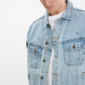Stylish Winter <b>Denim</b> <b>Jacket</b> for Men Custom Made Polyester/Cotton Outerwear Solid Color <b>Lightweight</b> Durable Fashionable Front - Product Image 3