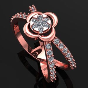 Anillo de diamantes en forma de estrella hecho en oro rosa de 14k - Product Image 2