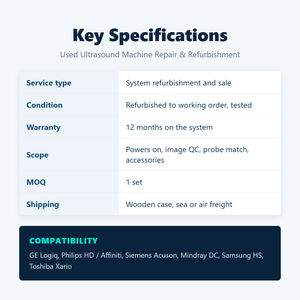 Service de réparation et de remise à neuf d'appareils d'échographie usagés, révision du système pour hôpitaux et cliniques, garantie d'un an - Product Image 6