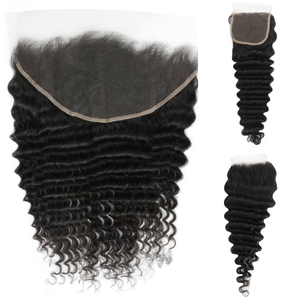 Brasileño Deep Wave Frontales Doble dibujado, sin pegamento, cabello humano suave y sedoso - Product Image 1