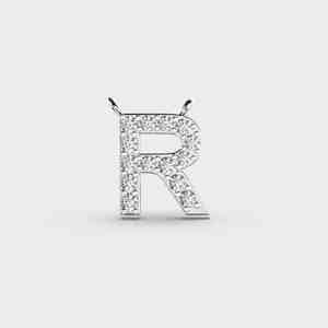Colgantes de Joyería Fina con Letras Alfabéticas, Colgante de Moissanita R, Plata de Ley, Chapado en Oro de 18K, Estilo Clásico, Unisex - Product Image 1