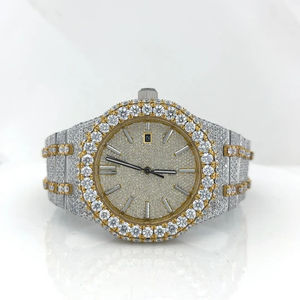 นาฬิกาเพชรมอยส์ซาไนต์สำหรับผู้ชายหรูหราทำจากสเตนเลสสตีลนาฬิกาสไตล์ฮิปฮอปวิบวับเป็นของขวัญวันเกิดที่สมบูรณ์แบบ - Product Image 1