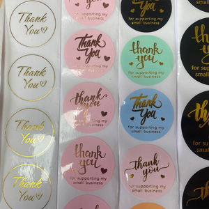 สติกเกอร์ขอบคุณแบบม้วน ฟอยล์ทอง ใส พิมพ์ลายตามสั่ง สติกเกอร์สำหรับใบสั่งซื้อสินค้าส่วนตัว ธุรกิจขนาดเล็ก สีชมพู ดำ ขาว PET - Product Image 2