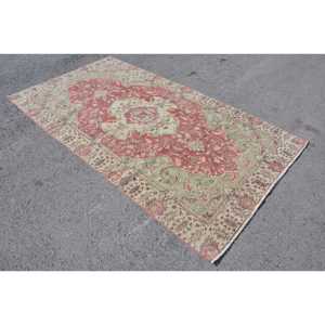 Alfombra turca vintage, alfombra de 5x9.1 pies, alfombra roja con lunares verdes - Product Image 2