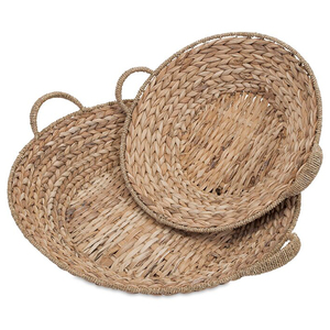 ตะกร้าใส่ขนมปังผลไม้ผักผักตบชวาในเวียดนามถาดโต๊ะกลมสำหรับโต๊ะอาหารพร้อมที่จับถาดเสิร์ฟอาหารจากหญ้าทะเลสาน - Product Image 5