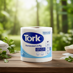 Rollo de Toallas Blancas Perforadas de 2 Capas TORK, 6 Rollos de Toallas de 1 Capa para Baño y Artículos de Aseo - Product Image 3