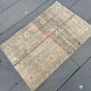 Turkish Vintage Moroccan <b>Wool</b> Rug <b>Brown</b> Patchwork Design Eco-Friendly Latex Backing Medium Pile 2.1x3.2 ft - Product Image 2